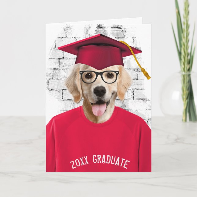 Goldener Retriever in Rot-T - Shirt Karte (Vorderseite)