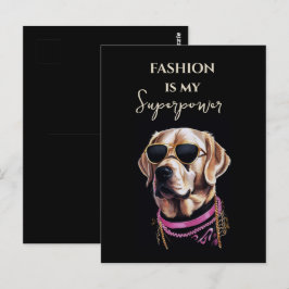 Goldener Retriever in schwarzer Brille in Goldkett Postkarte