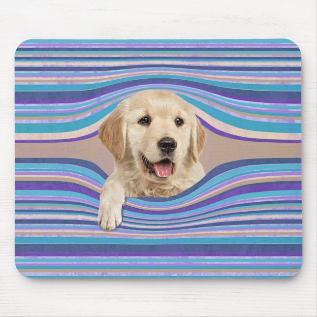 Goldener Retriever in Streifen Mousepad (Vorne)