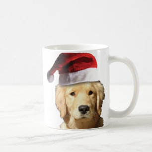 Goldener Retriever in Weihnachtsmannmütze Kaffeetasse
