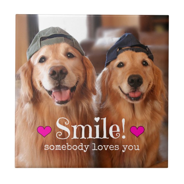 Goldener Retriever jemand Lieben Sie Fliese (Vorderseite)