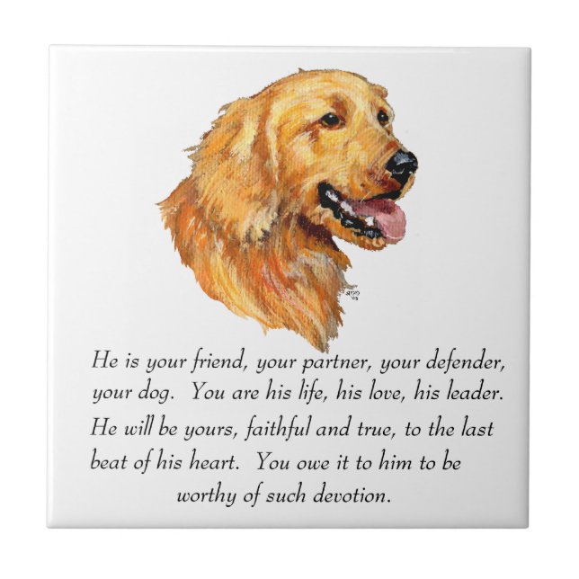 Goldener Retriever Keepake Fliese (Vorderseite)