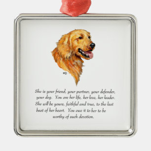 Goldener Retriever Keepake Silbernes Ornament