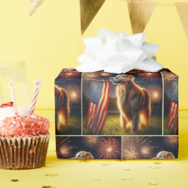 Goldener Retriever mit amerikanischer Flagge Geschenkpapier