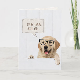 Goldener Retriever mit Brillen aus weißem Holz Karte
