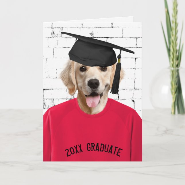 Goldener Retriever mit Graduierungshülse Karte (Vorderseite)