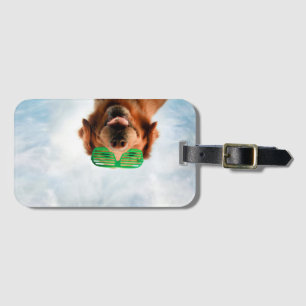 Goldener Retriever mit grüner Sonnenbrille Gepäckanhänger