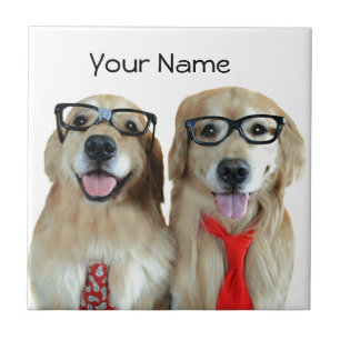 Goldener Retriever mit Nerd-Brille Fliese