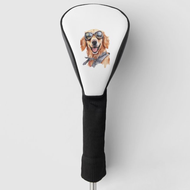 Goldener Retriever mit Sonnenbrille 1 Golf Headcover (Vorderseite)