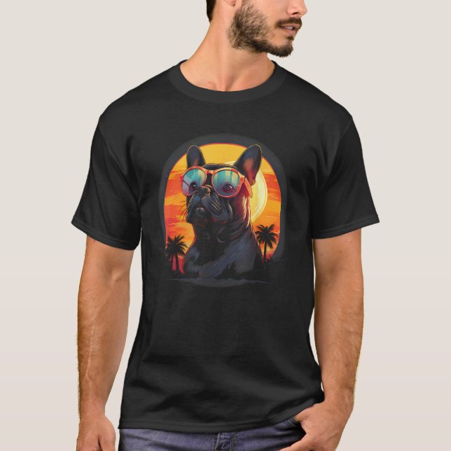 Goldener Retriever mit Sonnenbrille Sonnenuntergan T-Shirt (Vorderseite)