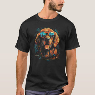 Goldener Retriever mit Sonnenbrille Sonnenuntergan T-Shirt