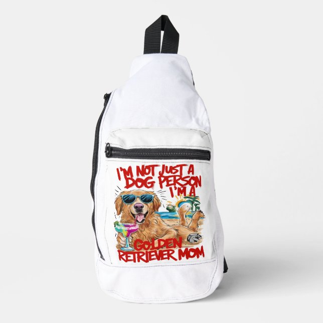 Goldener Retriever mit Sonnenbrille und Drink Crossbody Bag (Vorderseite)