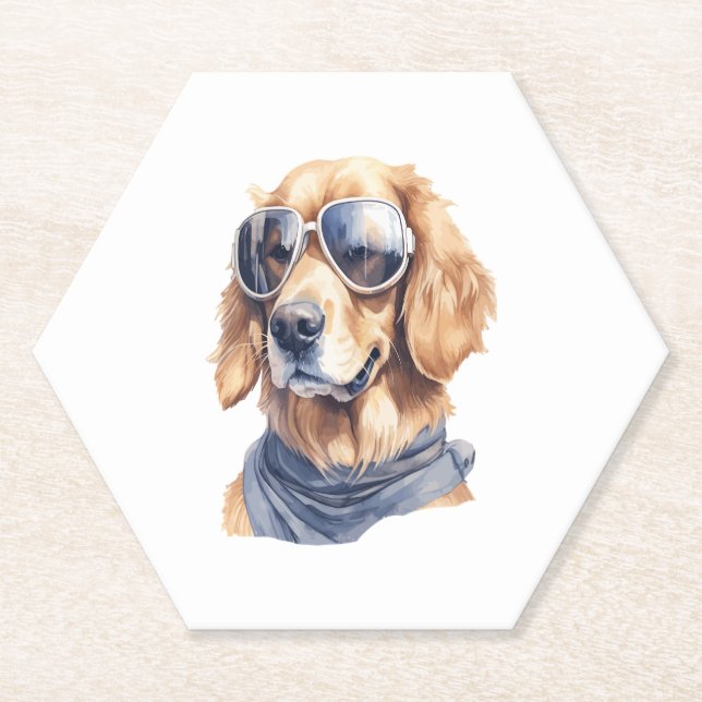 Goldener Retriever mit Sonnenbrille Untersetzer (Vorderseite)