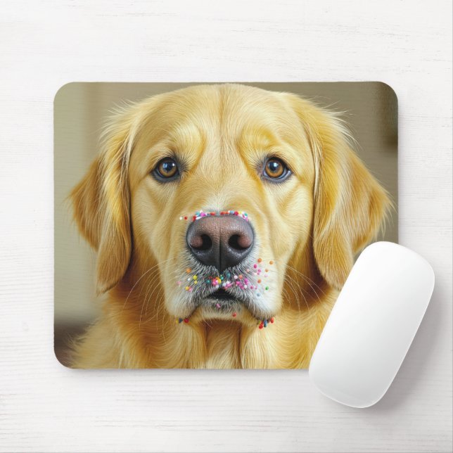 Goldener Retriever mit Sprinklen an der Nase Mousepad (Mit Mouse)