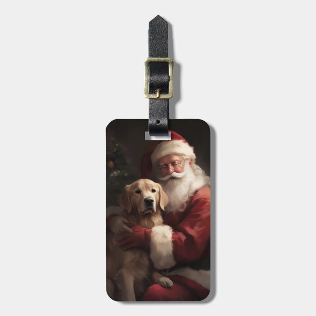 Goldener Retriever mit Weihnachten Gepäckanhänger (Vorderseite vertikal)