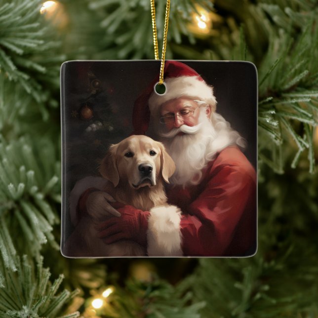 Goldener Retriever mit Weihnachten Keramikornament (Baum)