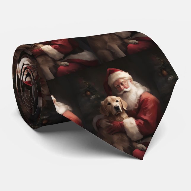 Goldener Retriever mit Weihnachten Krawatte (Gerollt)