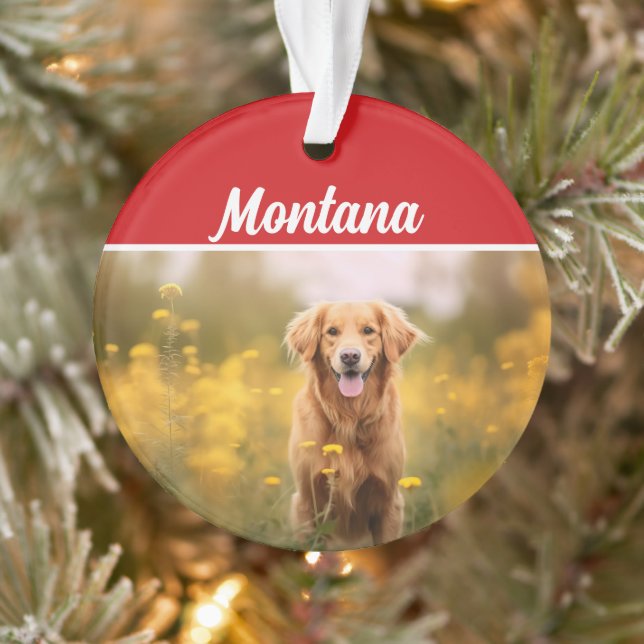 Goldener Retriever Name und Foto Weihnachten Ornament (Baum)