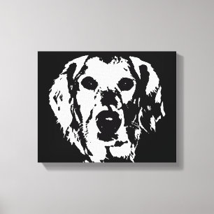 Goldener Retriever-Schwarz-weißer eingewickelter Leinwanddruck