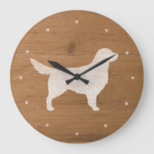 Goldener Retriever-Silhouette Große Wanduhr