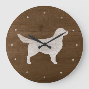 Goldener Retriever-Silhouette Große Wanduhr