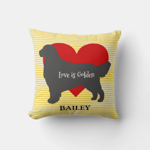 Goldener Retriever-Silhouette-Liebe ist golden Kissen