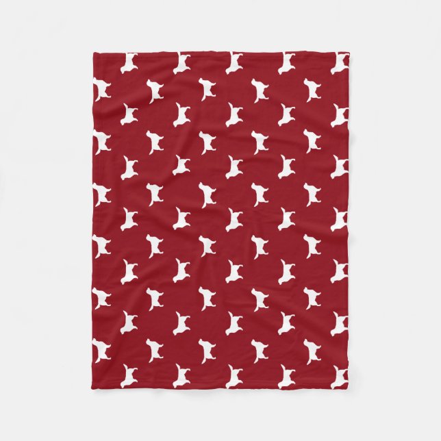 Goldener Retriever-Silhouette-Muster auf Rot Fleecedecke (Vorderseite)