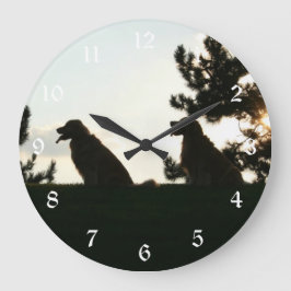 Goldener Retriever-Silhouette-Wand-Uhr Große Wanduhr