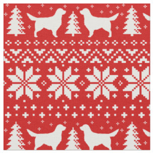 Goldener Retriever-Silhouette-Weihnachtsmuster Stoff