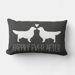 Goldener Retriever-Silhouetten mit Herzen und Text Lendenkissen