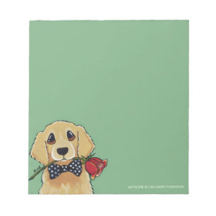 Goldener Retriever u. Rosen-kleiner Notizblock