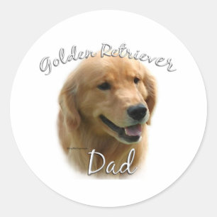 Goldener Retriever Vater 2 Runder Aufkleber