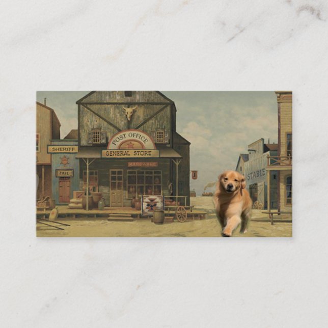 Goldener Retriever-Western-Stadtgeschäfts-Karte Visitenkarte (Vorderseite)