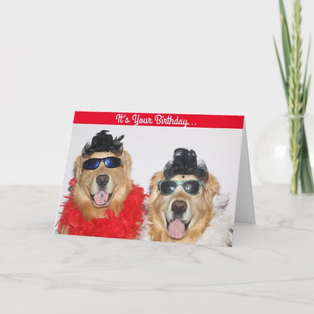 Goldener Retriever zum Geburtstag verkleidet Karte (Vorderseite)