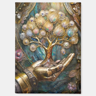 Goldener Roboter-Handholz Gold Tree of Life Magnet