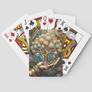 Goldener Roboter-Handholz Gold Tree of Life Spielkarten
