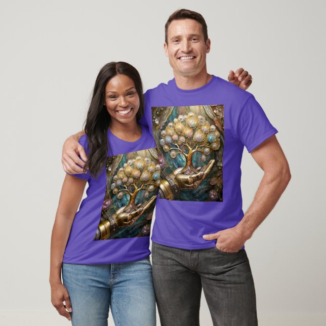 Goldener Roboter-Handholz Gold Tree of Life T-Shirt (Unisex)