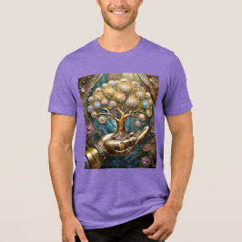 Goldener Roboter-Handholz Gold Tree of Life Tri-Blend Shirt