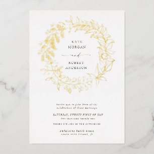 goldener romantischer Blumenkranz Hochzeit Folieneinladung