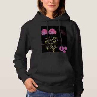 Goldener rosa Hibiskus-Blumenwirbel Hoodie