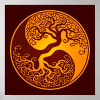 Goldener Roter Baum des Lebens Yin Yang