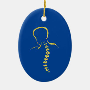 Goldener Rückgrat-Umriss-Weihnachtsschmuck Keramik Ornament