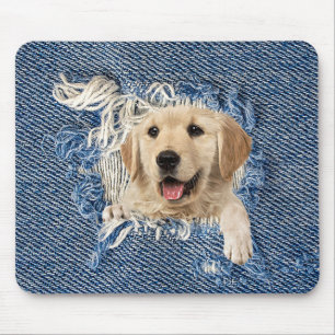Goldener Rückzug in Denim Hole Mousepad