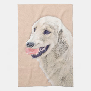 Goldener Rückzug mit Tennis Ball Malerei Hund Art Handtuch