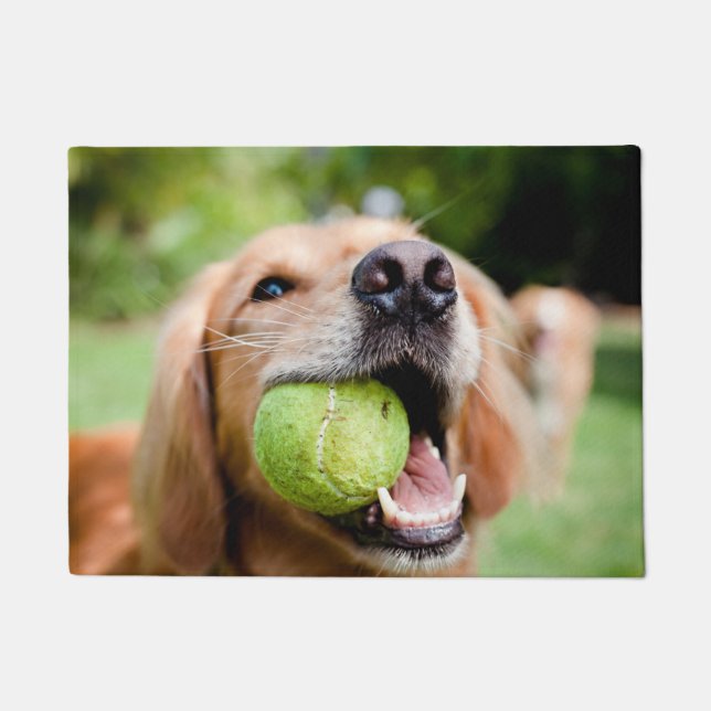 Goldener Rückzug mit Tennisball Fußmatte (Vorderseite)