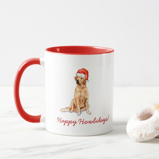 Goldener Rückzugsort Weihnachtsmannmütze Tasse (Mit Donut)