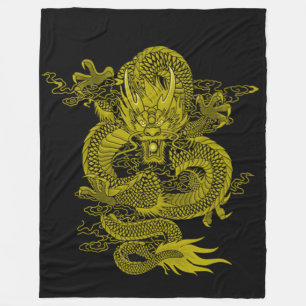 Goldener Samurai-Drache-Geist Fleecedecke