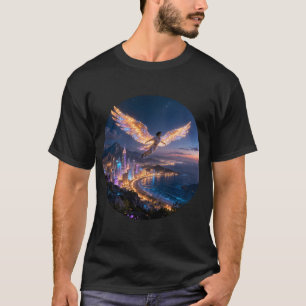 Goldener Schimmer über der nächtlichen Zivilisatio T-Shirt