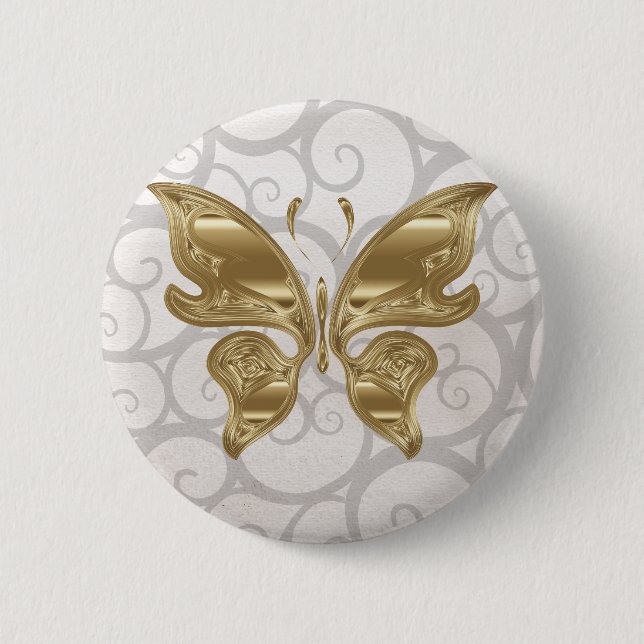 Goldener Schmetterling Button (Vorderseite)