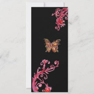 GOLDENER SCHMETTERLING, hellrot schwarz Einladung